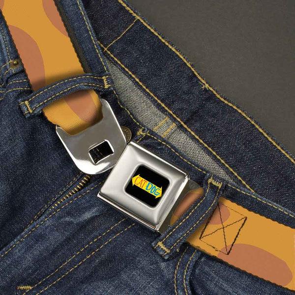 Buckle Down CAT DOG Logo Full Color Black/Yellow/Red/Blue Seatbelt Belt - CatDog Stretch/CATDOG Logo Webbing