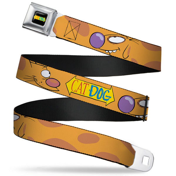 buckle down CAT DOG Logo Full Color Black/Yellow/Red/Blue Seatbelt Belt - CatDog Stretch/CATDOG Logo Webbing