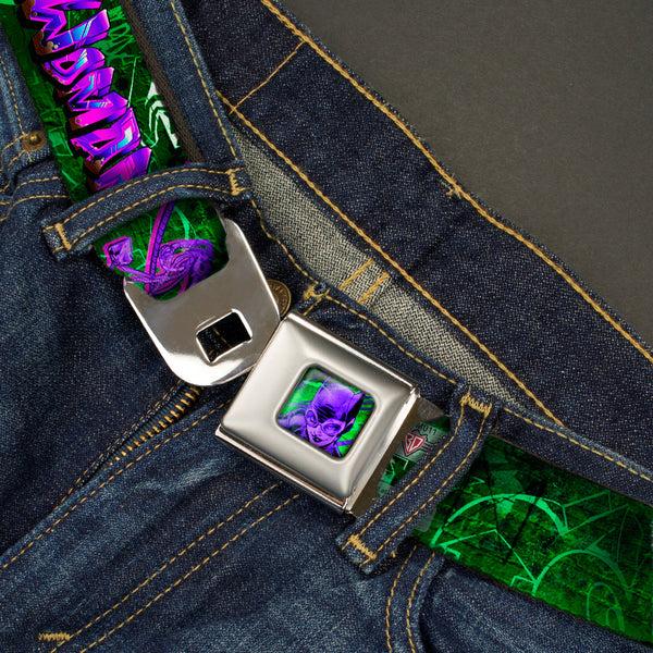 Buckle Down Catwoman Whip Pose Face CLOSE-UP Full Color Black Greens Purples Seatbelt Belt - CATWOMAN Whip Pose/Graffiti Black/Greens/Purples Webbing