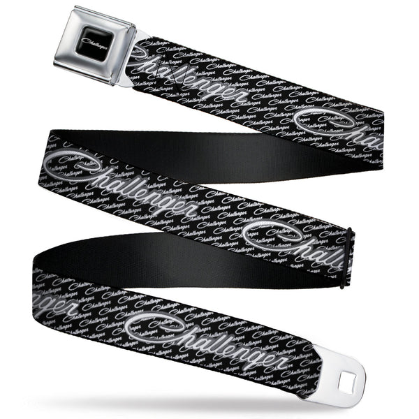 buckle down CHALLENGER Script Seatbelt Belt - CHALLENGER Repeat w/Text Black/White Webbing