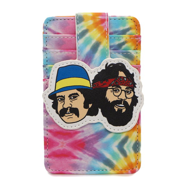 buckle down Cheech and Chong Vegan Leather Wallet ID Card Holder Faces Multi Color Tie Dy