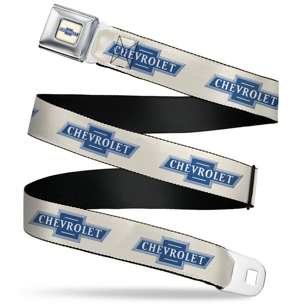 buckle down CHEVROLET 1940 Bowtie Text Logo Full Color White/Blues Seatbelt Belt - CHEVROLET 1940 Bowtie Text Logo White/Blues Webbing