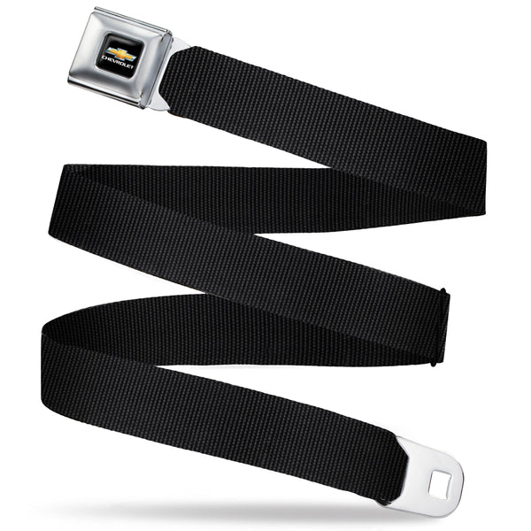 buckle down Chevy Bowtie Full Color Black/Gold Seatbelt Belt - Black Webbing