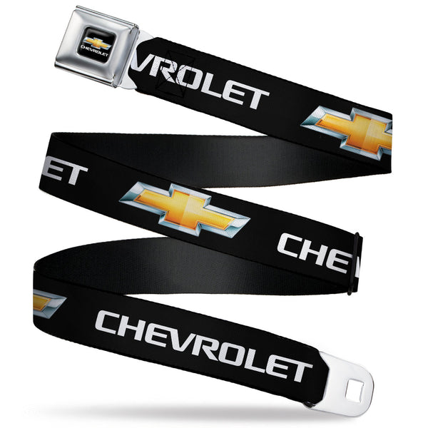 buckle down Chevy Bowtie Full Color Black Gold Seatbelt Belt - Chevy Bowtie Black/Gold Logo REPEAT Webbing