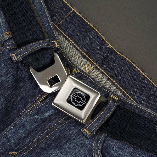 Buckle Down Chevy Seatbelt Belt - Black Panel Webbing