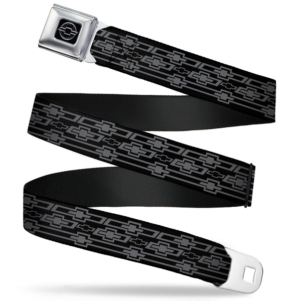 buckle down Chevy Seatbelt Belt - Retro Chevy Bowtie Monogram Black/Gray Webbing