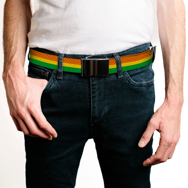 Buckle Down Chrome Buckle Web Belt - Aquaman Rasta Webbing