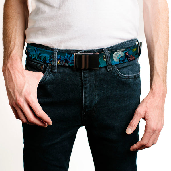 Buckle Down Chrome Buckle Web Belt - Batman Gothic Knights Poses Webbing