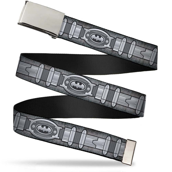 buckle down Chrome Buckle Web Belt - Batman Utility Belt Grays Webbing