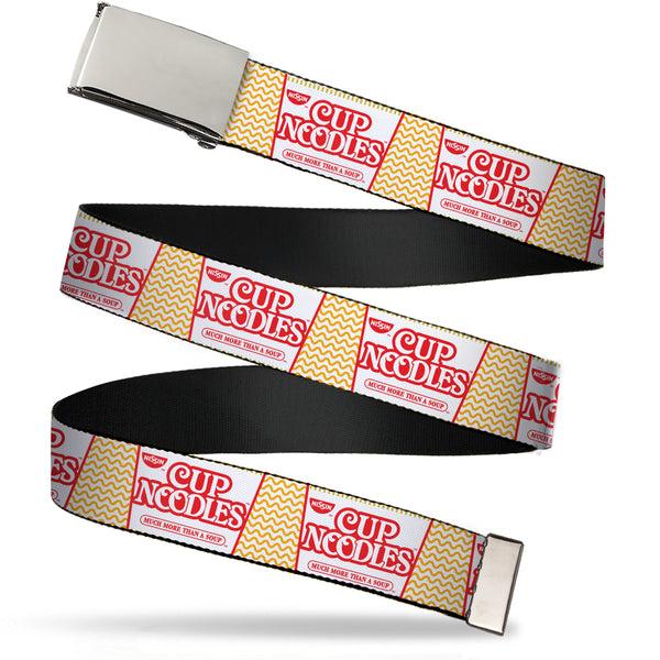 buckle down Chrome Buckle Web Belt - Cup Noodles Cup/Noodle Wave White/Orange/Red Webbing