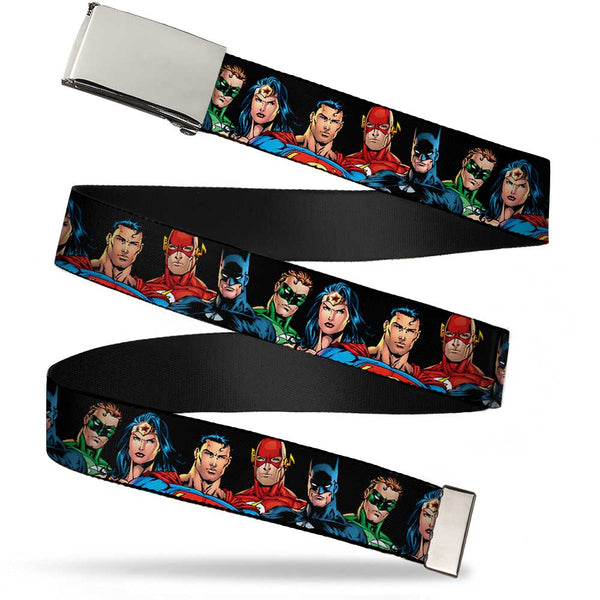 buckle down Chrome Buckle Web Belt - Justice League Elite Forces Superheroes Webbing