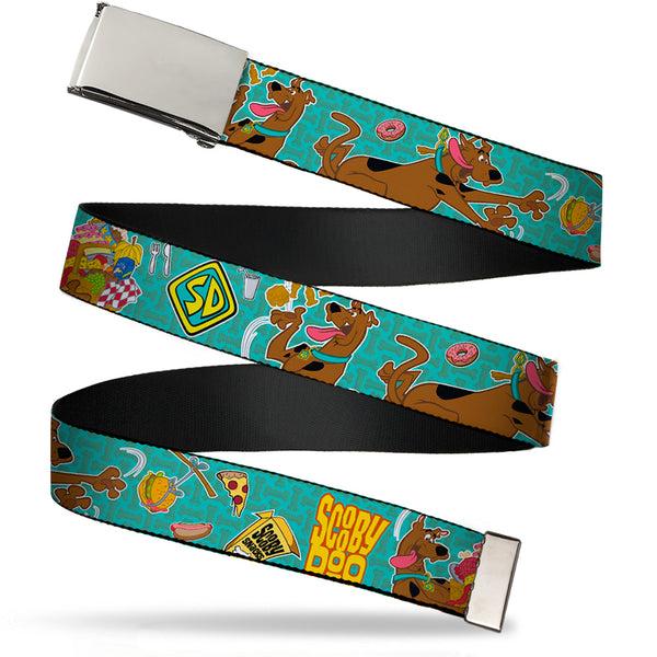 buckle down Chrome Buckle Web Belt - Scooby Doo & Snacks/Bone Monogram Blues Webbing