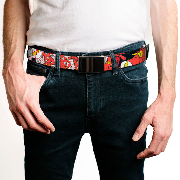 Buckle Down Chrome Buckle Web Belt - The Flash In Action Webbing