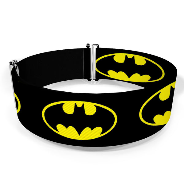 Buckle Down Cinch Waist Belt - Batman Shield-2 Black Yellow