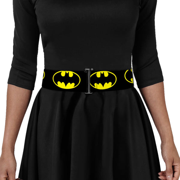 Buckle Down Cinch Waist Belt - Batman Shield-2 Black Yellow