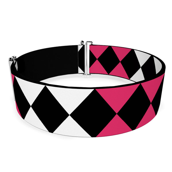 Buckle Down Cinch Waist Belt - Birds Of Prey Harley Quinn Diamonds Split White Black Pink Black