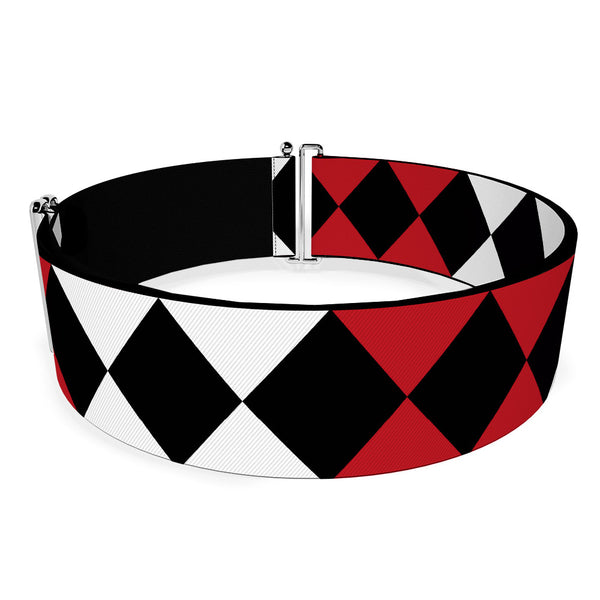Buckle Down Cinch Waist Belt - Birds Of Prey Harley Quinn Diamonds Split White Black Red Black