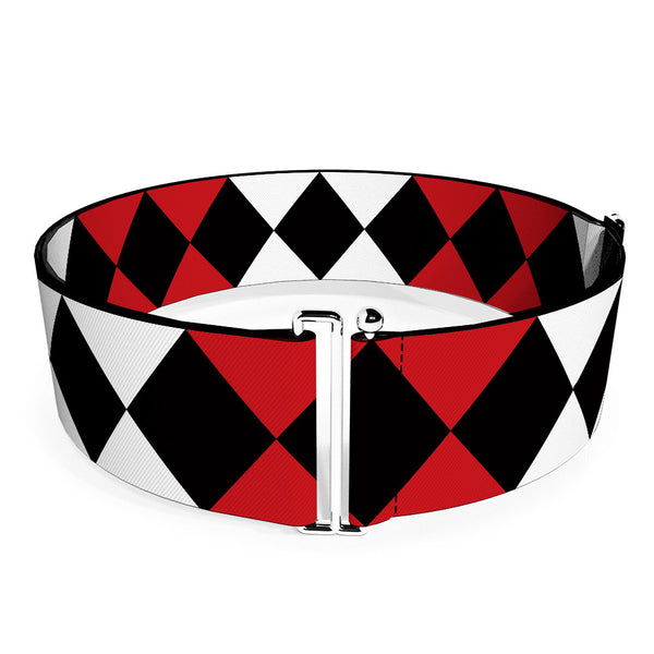 buckle down Cinch Waist Belt - Birds of Prey Harley Quinn Diamonds Split White Black Red Black