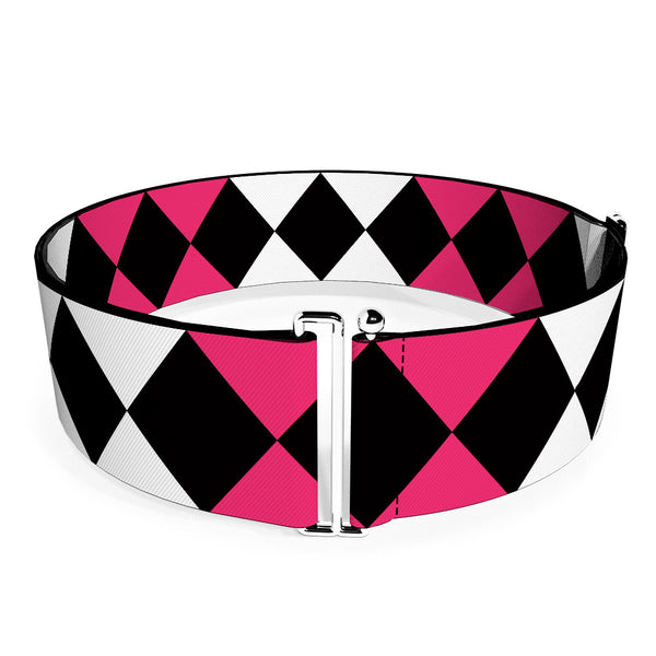 buckle down Cinch Waist Belt - Birds of Prey Harley Quinn Diamonds Split White Black Pink Black