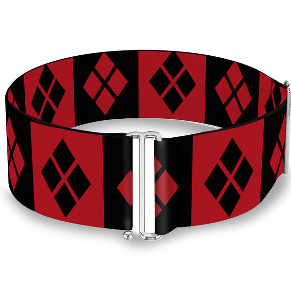 buckle down Cinch Waist Belt - Harley Quinn Diamond Blocks Red Black Black Red