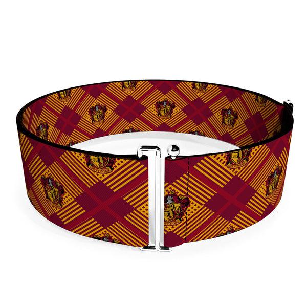 buckle down Cinch Waist Belt - Harry Potter Gryffindor Crest Plaid Reds Gold