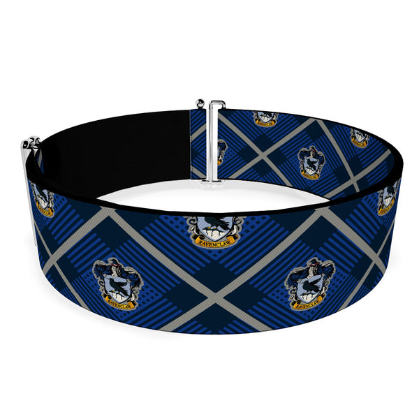 Buckle Down Cinch Waist Belt - Harry Potter Ravenclaw Crest Plaid Blues Gray