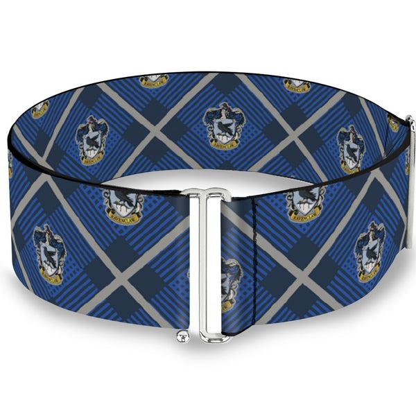 buckle down Cinch Waist Belt - Harry Potter Ravenclaw Crest Plaid Blues Gray