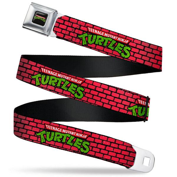 buckle down Classic TEENAGE MUTANT NINJA TURTLES Logo Seatbelt Belt - TEENAGE MUTANT NINJA TURTLES Brick Title Logo Red Webbing
