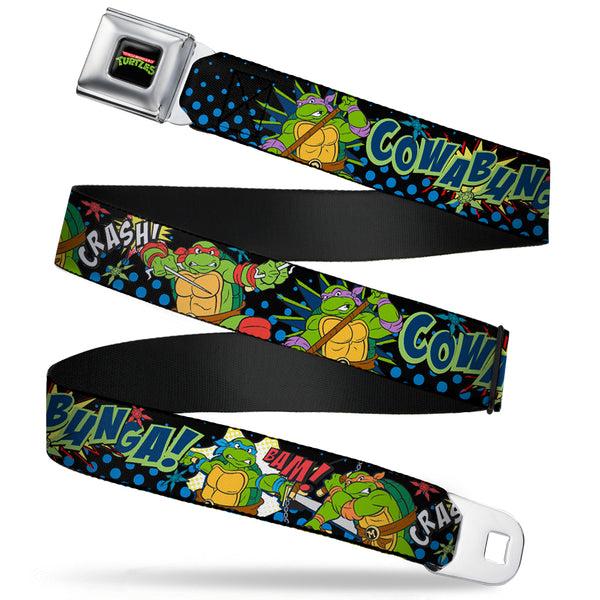 buckle down Classic TMNT Logo Full Color Seatbelt Belt - Classic Teenage Mutant Ninja Turtles Turtles Pose12 COWABUNGA Pop Art Webbing