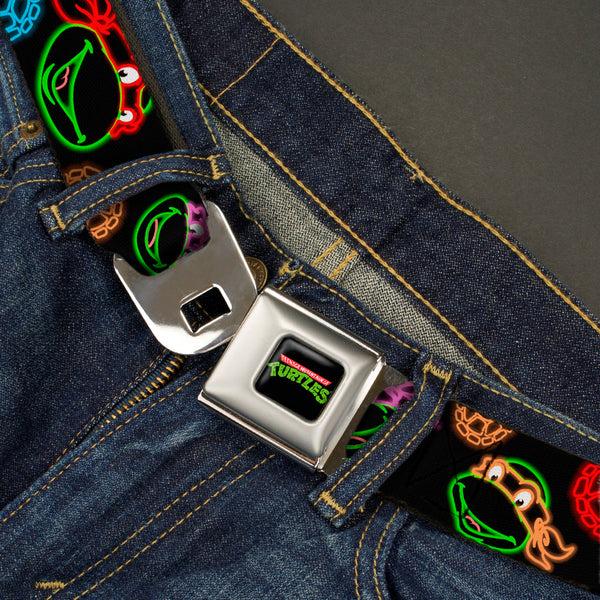 Buckle Down Classic TMNT Logo Full Color Seatbelt Belt - Classic Teenage Mutant Ninja Turtles Electric Expressions/Turtle Shells Black/Multi Neon Webbing