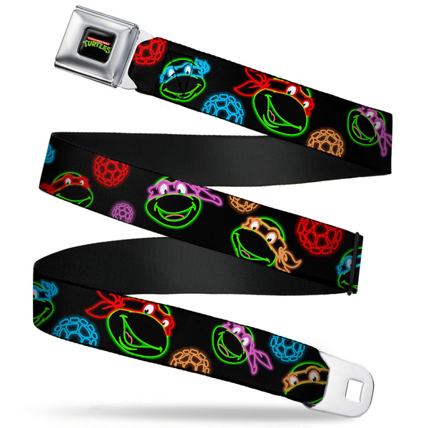 Buckle Down Classic TMNT Logo Full Color Seatbelt Belt - Classic Teenage Mutant Ninja Turtles Electric Expressions/Turtle Shells Black/Multi Neon Webbing