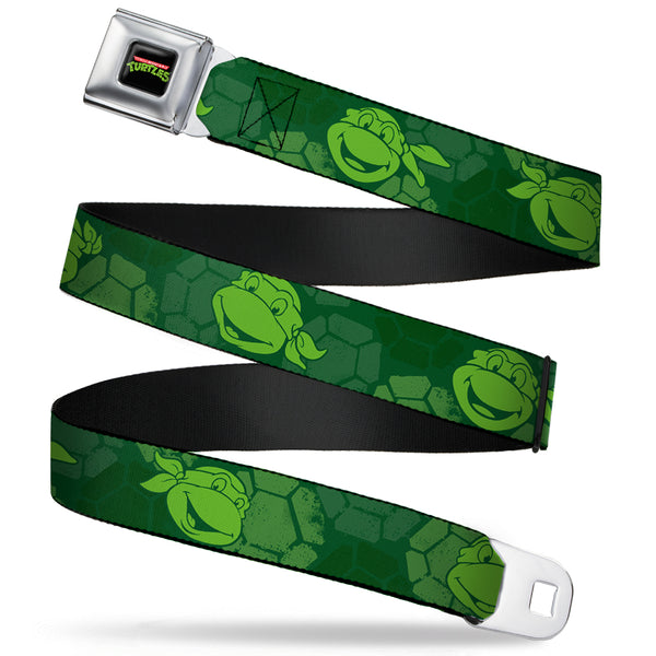 Buckle Down Classic TMNT Logo Full Color Seatbelt Belt - Classic Teenage Mutant Ninja Turtles Turtle Faces2 Greens Webbing