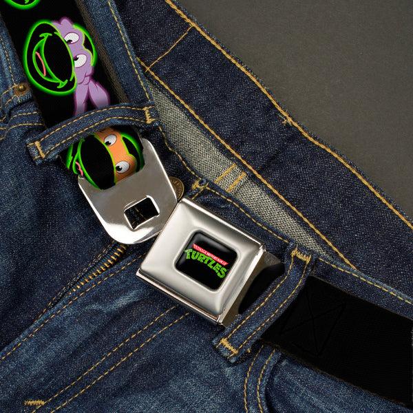 Buckle Down Classic TMNT Logo Full Color Seatbelt Belt - Classic Teenage Mutant Ninja Turtles Electric Expressions Black/Multi Neon Webbing