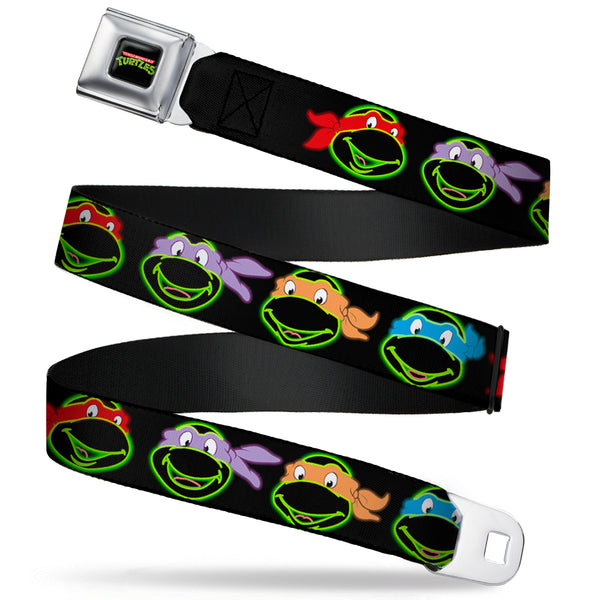buckle down Classic TMNT Logo Full Color Seatbelt Belt - Classic Teenage Mutant Ninja Turtles Electric Expressions Black/Multi Neon Webbing