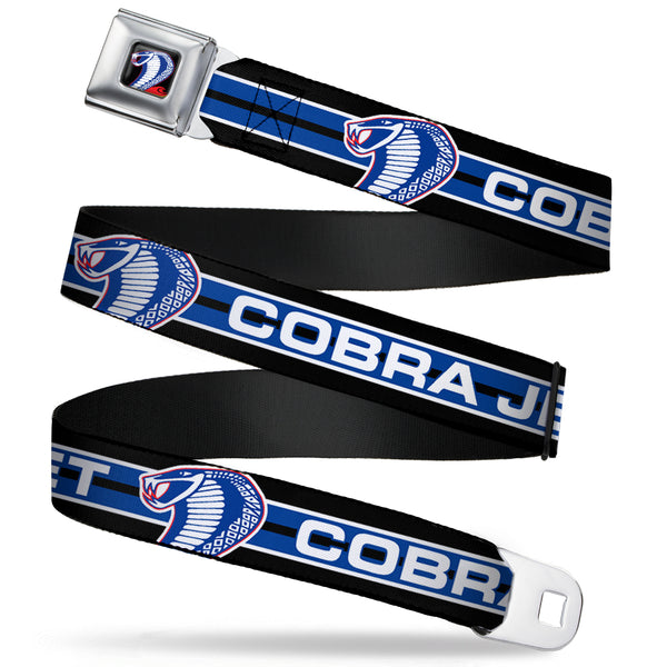 buckle down Cobra Head Full Color Black Red Blue White Seatbelt Belt - COBRA JET/Cobra Head Stripe Black/White/Blue Webbing