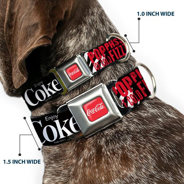 Buckle Down COCA-COLA Script Logo Full Color Red/White Seatbelt Buckle Collar - Coca-Cola ENJOY COKE IT'S THE REAL THING Kiss Black/White/Red