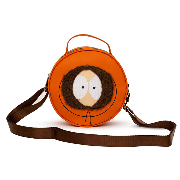 Buckle Down Comedy Central Bag Cross Body Round South Park Kenny Face Close Up With Fur And Embroidery Orange Vegan Leather