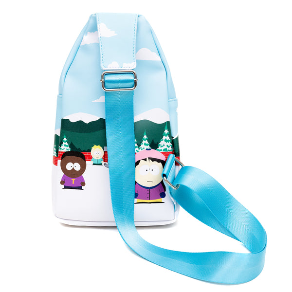 Buckle Down Comedy Central Bag Sling South Park Boys Group Pose Applique Multi Color Vegan Leather