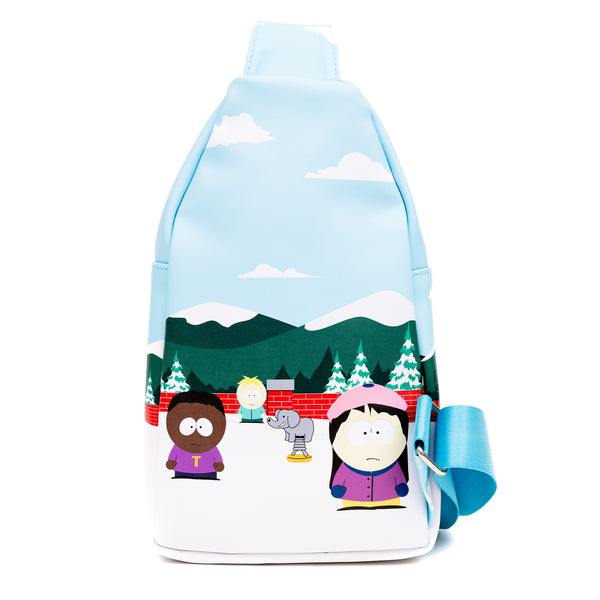 Buckle Down Comedy Central Bag Sling South Park Boys Group Pose Applique Multi Color Vegan Leather