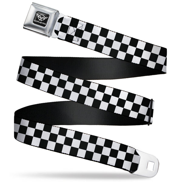 buckle down Corvette Seatbelt Belt - Checker Black/White Webbing