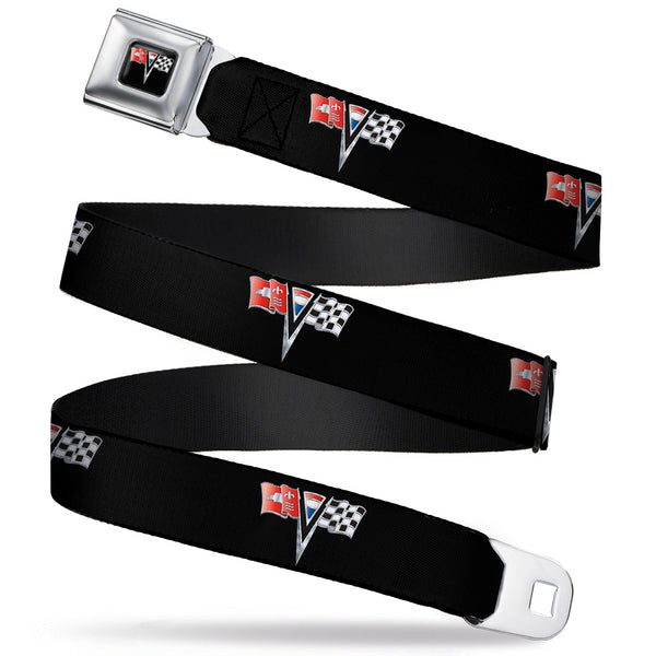 buckle down Corvette Stingray C2 Emblem Full Color Black Seatbelt Belt - Corvette Stingray C2 Emblem Black Webbing