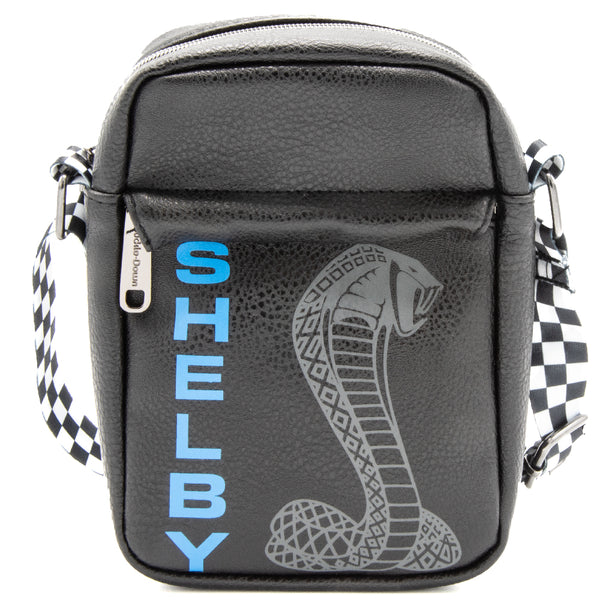 Buckle Down Crossbody Wallet - Carroll Shelby SHELBY Text Super Cobra Black Blue Gray
