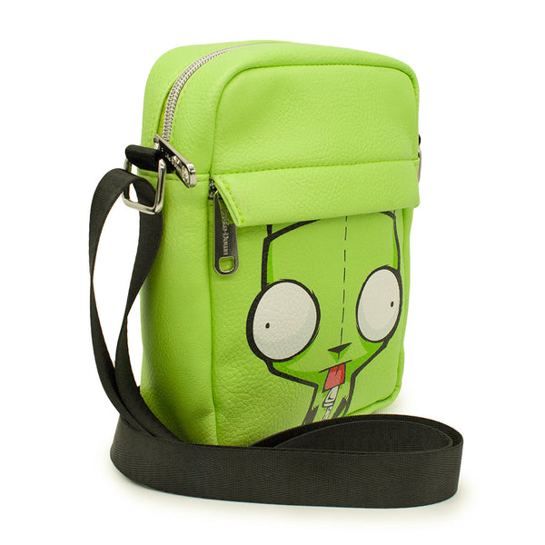 Buckle Down Crossbody Wallet - Invader Zim GIR Face CLOSE-UP Lime Green
