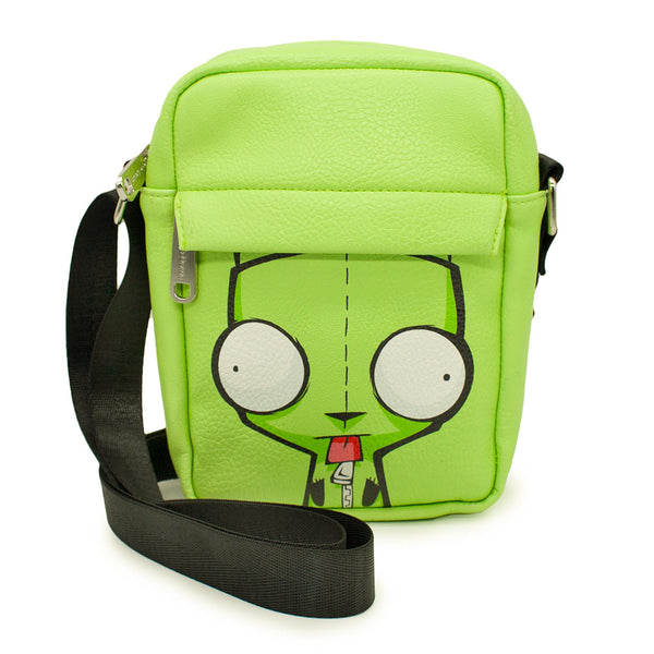 buckle down Crossbody Wallet - Invader Zim GIR Face CLOSE-UP Lime Green