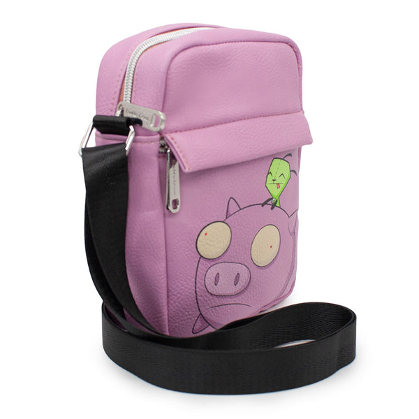 Buckle Down Crossbody Wallet - Invader Zim GIR Riding Piggy Pose Pink