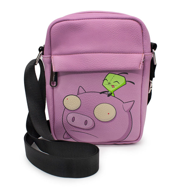 buckle down Crossbody Wallet - Invader Zim GIR Riding Piggy Pose Pink