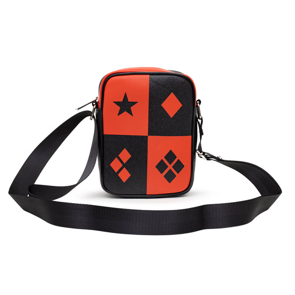 Buckle Down DC Comics Bag Cross Body Harley Quinn Diamonds Icons Red Black Vegan Leather