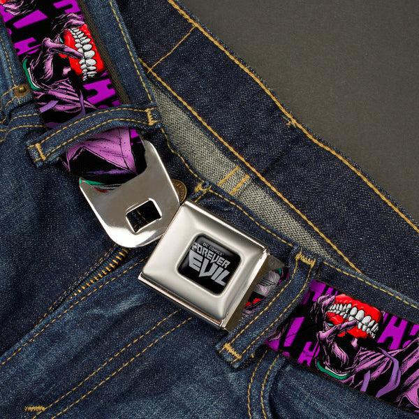 Buckle Down DC COMICS FOREVER EVIL Full Color Black Gray Seatbelt Belt - Detective Comics Joker Holding Teeth Issue 23.1 Cover Pose/HA HA HA Black/Purples Webbing