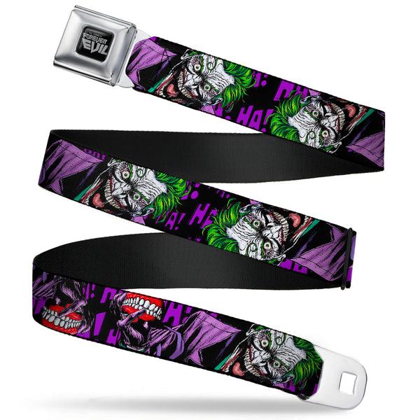 buckle down DC COMICS FOREVER EVIL Full Color Black Gray Seatbelt Belt - Detective Comics Joker Holding Teeth Issue 23.1 Cover Pose/HA HA HA Black/Purples Webbing