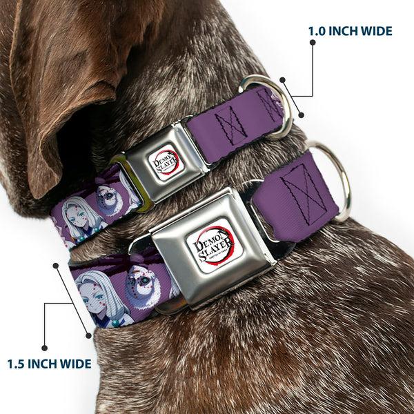 Buckle Down DEMON SLAYER Title Logo Full Color White Seatbelt Buckle Collar - Demon Slayer The Spider Family Poses Purple